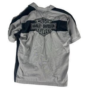 HARLEY-DAVIDSON Gray & Black Embroidered Vented Back Garage Shirt Men Sz L